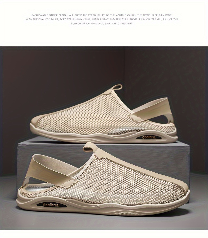 mens slip on breathable sandals hollow out slippers soft sole comfy for outdoor walking camping fishing summer shop the latest trends temu details 7