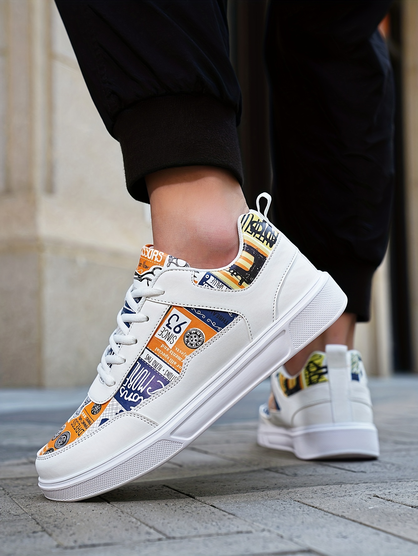 graphic skate shoes men s good grip lace sneakers men s details 3